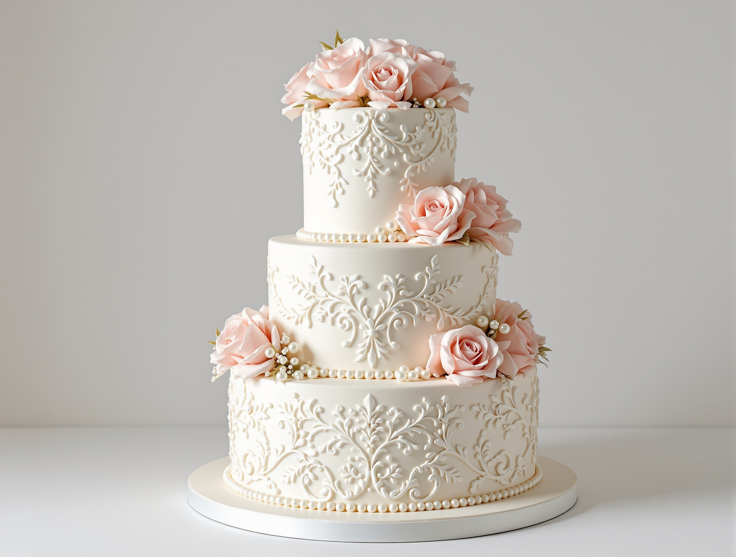 Elegante Hochzeitstorte mit Rosen